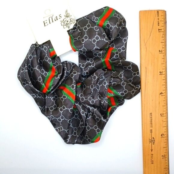 LARGE luxury fashion hair scrunchie Black Jumbo Satin Scrunchie - Picture 1 of 4